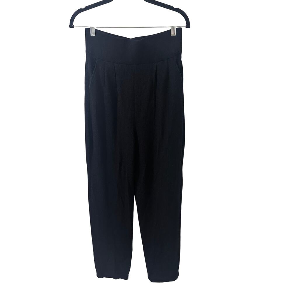 Vintage Wayne St. John Women's Santana Knit Pleated Straight Leg Pants Black, 10
